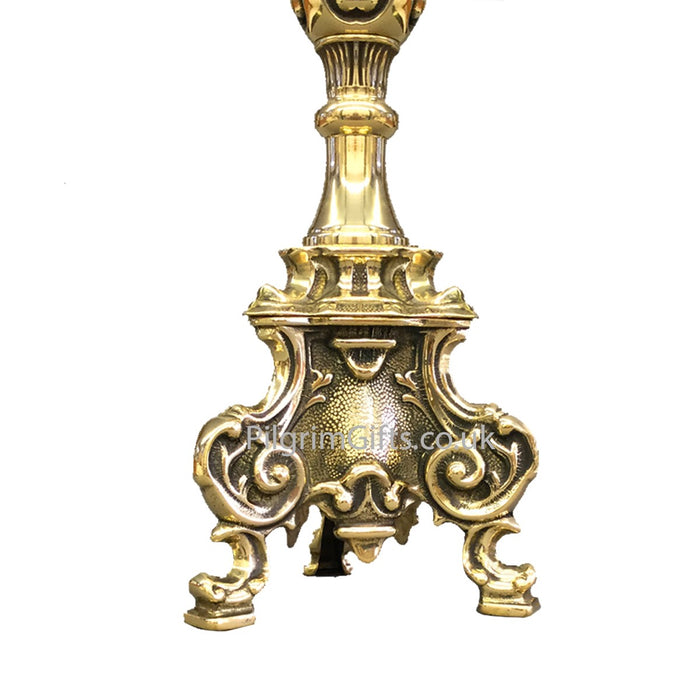 Roccoco Design, Heavy Brass Candlestick 24 Inches High