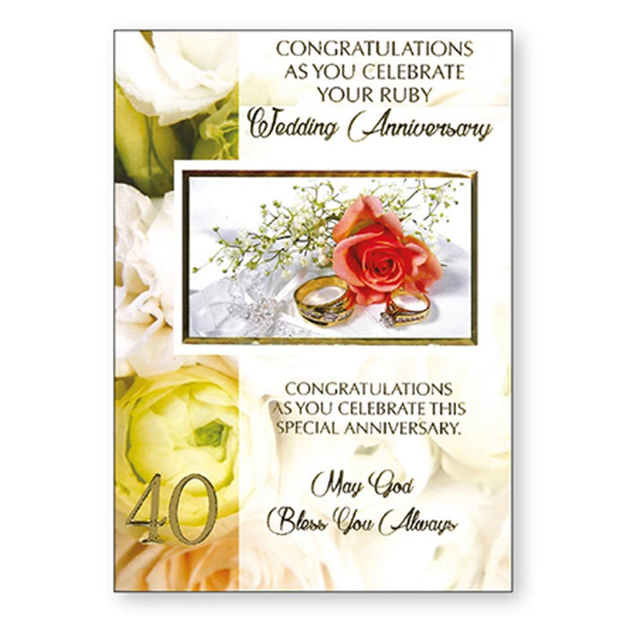 Ruby Wedding Anniversary Greetings Card