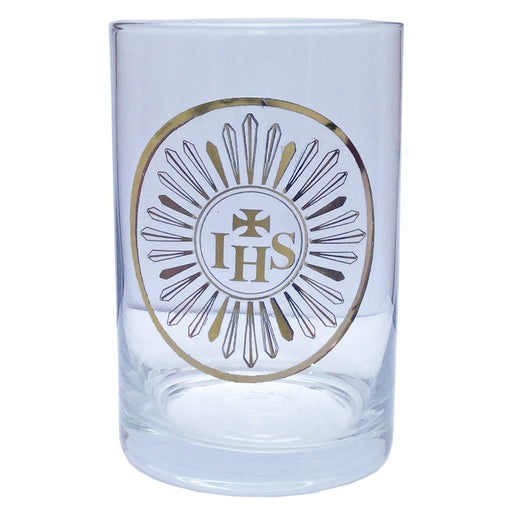 Church Sanctuary and Votum Glasses Blue Votive Glass Sanctuary Glass Clear IHS 60 Hour Candle Holder