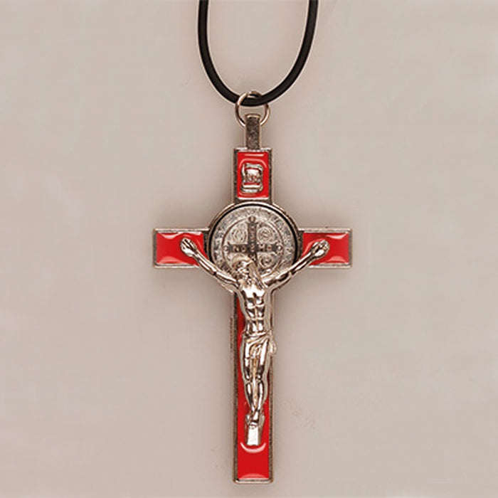 St Benedict Crucifix Red Enamel 3 Inches High