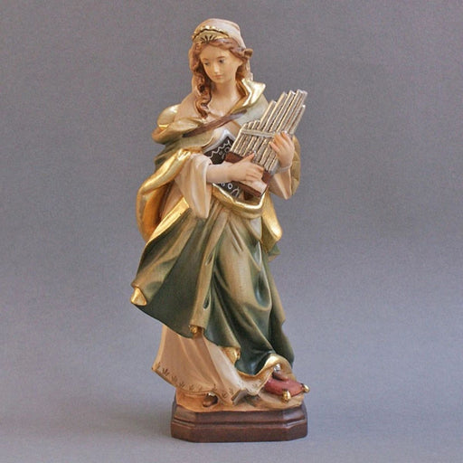 Statues Catholic Saints, St Cecilia Wood Carved Statue Available In 9 Sizes From 25cm up to 150cm