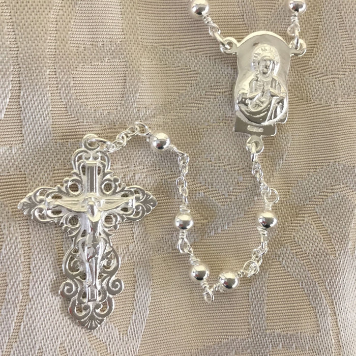 Sterling Silver Rosary, 6mm Diameter Beads