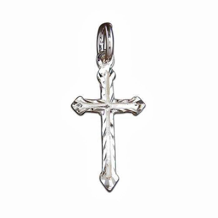 Sterling Silver Cross Pendant 18mm High Diamond Cut Trefoil Design