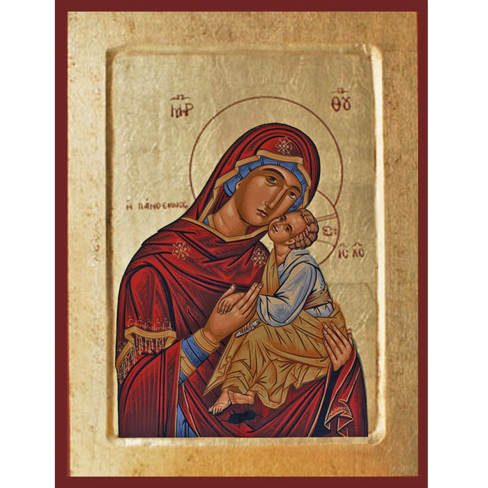 Virgin and Child Handmade Recessed Icon Red, Available In 3 Sizes