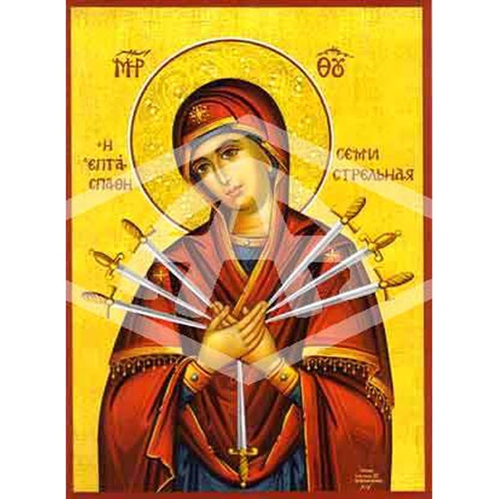 Our Lady of Sorrows, Mounted Icon Print Size: 20cm x 26cm