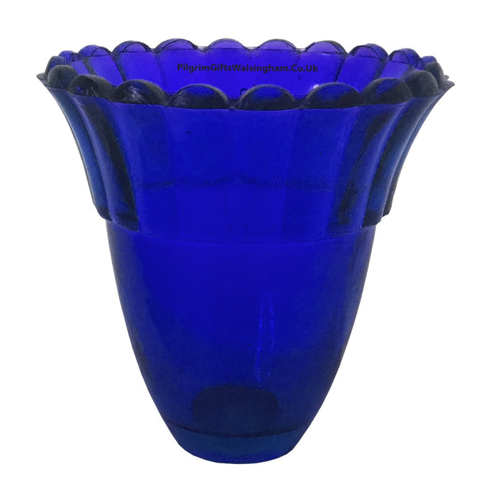 Blue Votive Lamp Glass, Large Fluted Design