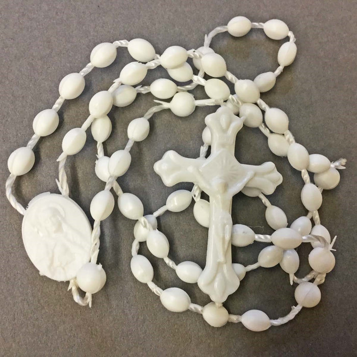 White Plastic Rosary Beads, Bulk Buy Discounts Available