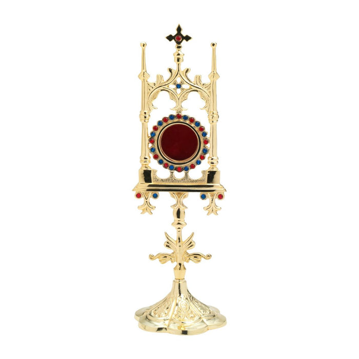 Reliquary Gold Plated Brass With Crystal Glass Stones, 31cm / 12.25 Inches High