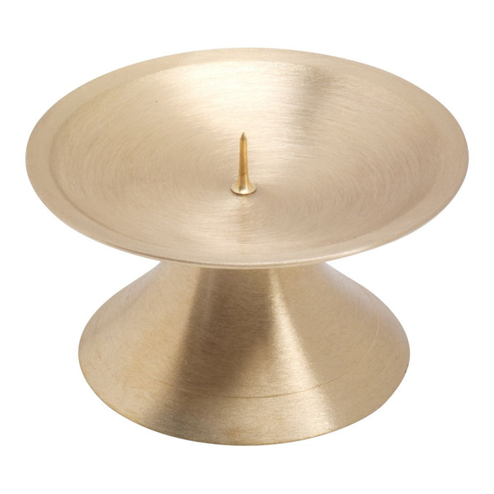 Candle Holder For Up To 2.75 Inch Diameter Candles, Brushed Satin Finish Brass With Spike