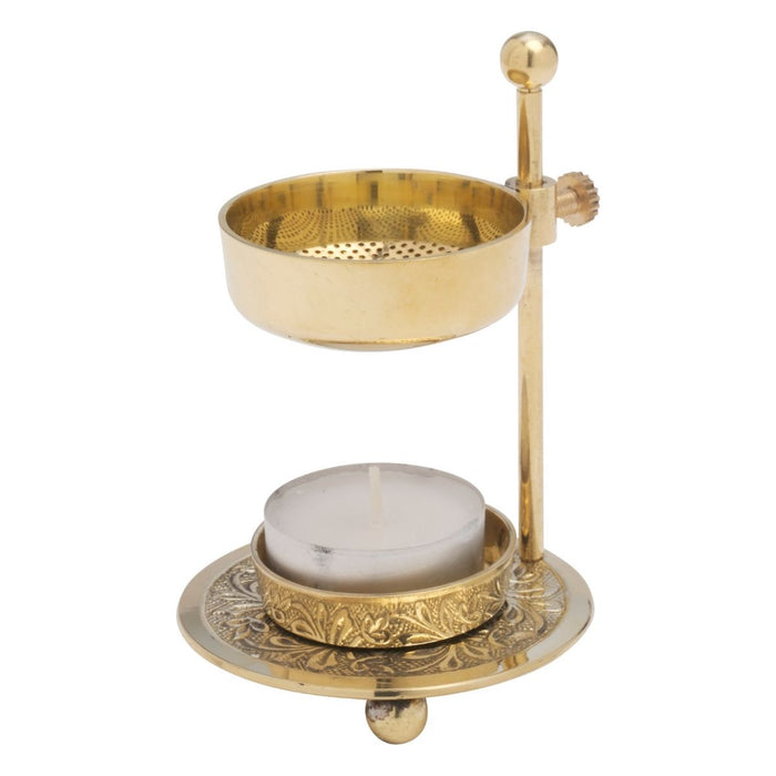 Incense Burner Candlelight Burning Design With Adjustable Height, Brass 11cm / 4.25 Inches High