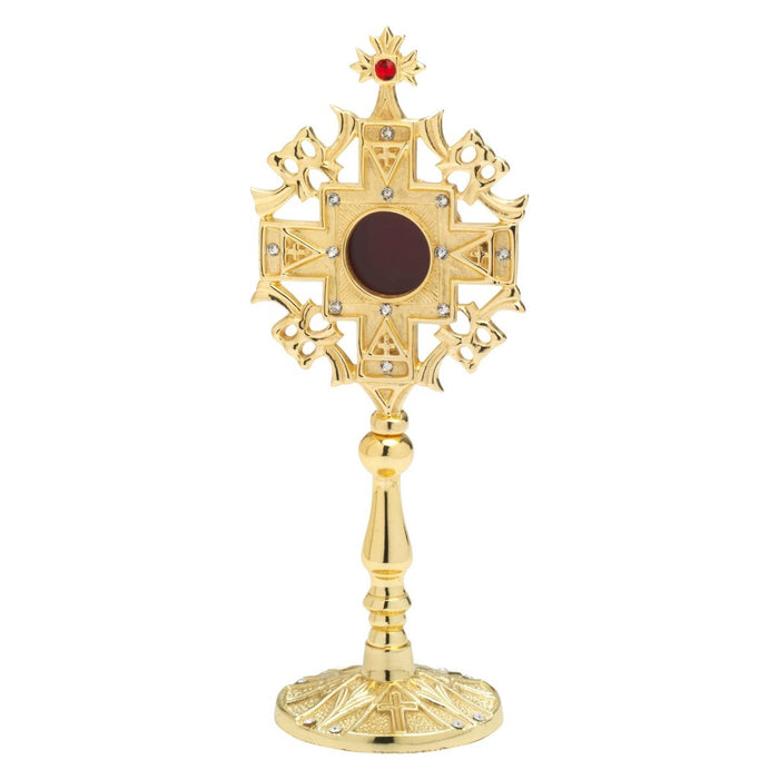 Reliquary Gold Plated Brass With Crystal Glass Stones, 24cm / 9.5 Inches High