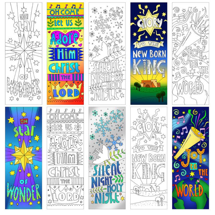 10 Christmas Colouring Bookmarks With Bible Verses On The Reverse, by Jacqui Grace