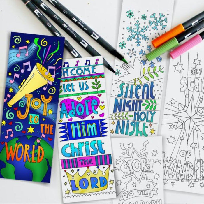 10 Christmas Colouring Bookmarks With Bible Verses On The Reverse, by Jacqui Grace