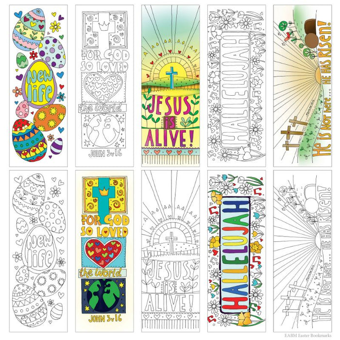 10 Easter Colouring Bookmarks With Bible Verses On The Reverse, by Jacqui Grace