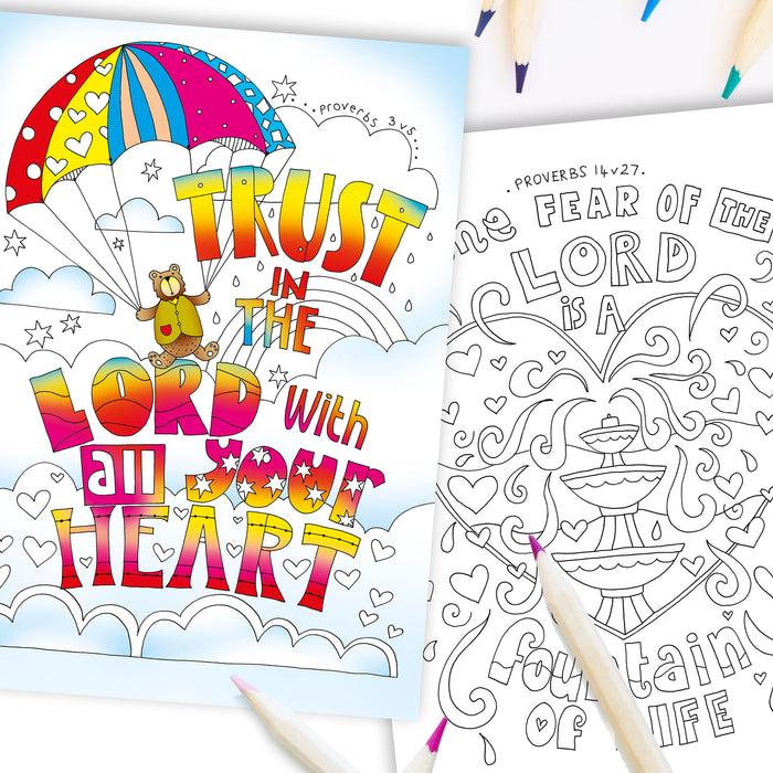 10 Exploring Proverbs Colouring Postcards, by Jacqui Grace