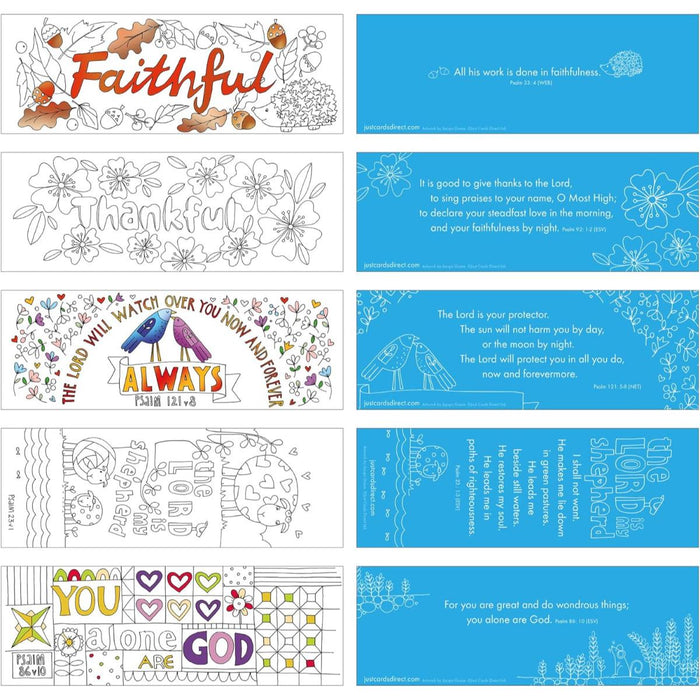 10 Exploring The Psalms: Colouring Bookmarks With Bible Verses On The Reverse, by Jacqui Grace