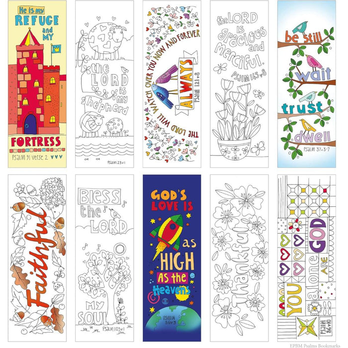 10 Exploring The Psalms: Colouring Bookmarks With Bible Verses On The Reverse, by Jacqui Grace