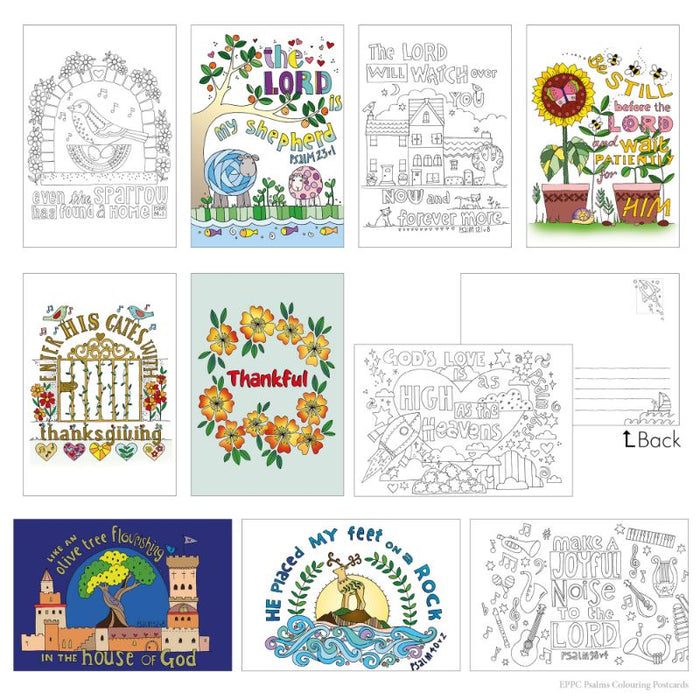 10 Exploring the Psalms Colouring Postcards, by Jacqui Grace