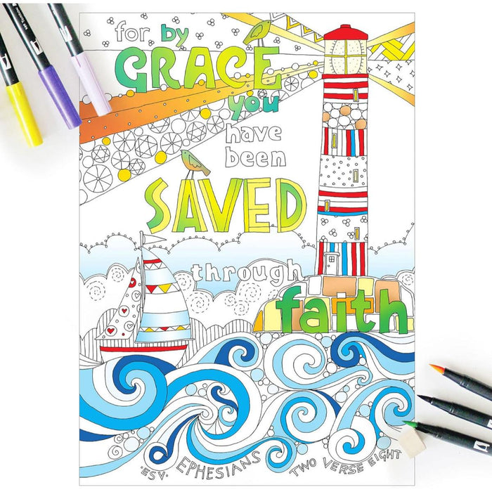 10 Images of Grace: Colouring Postcards With Bible Verses On The Reverse, by Jacqui Grace