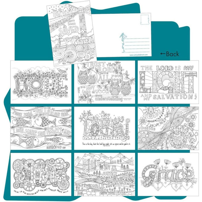 10 Images of Grace: Colouring Postcards With Bible Verses On The Reverse, by Jacqui Grace