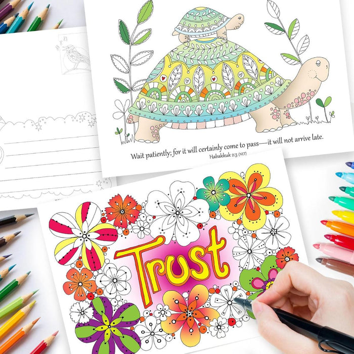 10 Images of Hope: Colouring Postcards With Bible Verses On The Reverse, by Jacqui Grace