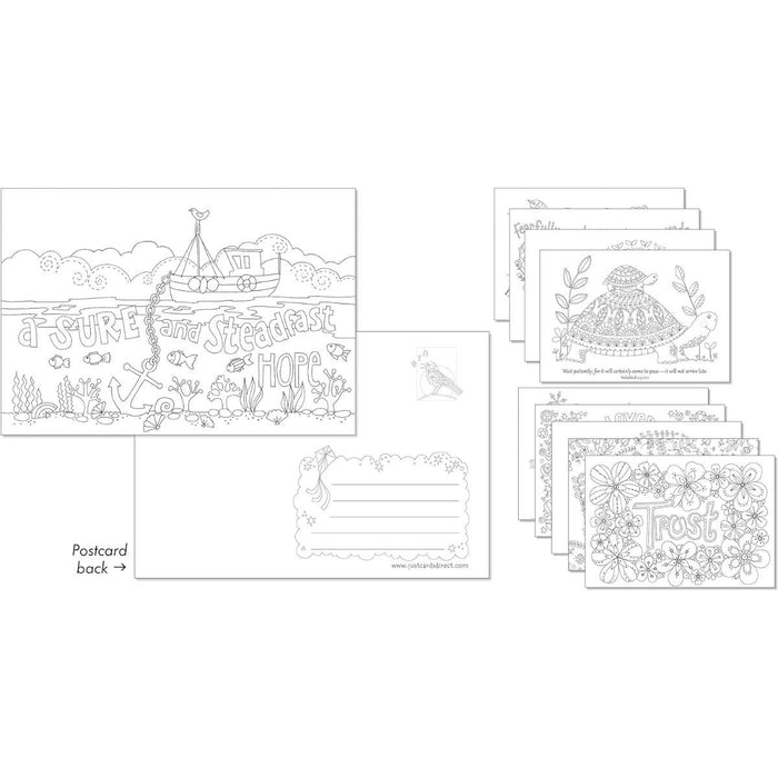 10 Images of Hope: Colouring Postcards With Bible Verses On The Reverse, by Jacqui Grace