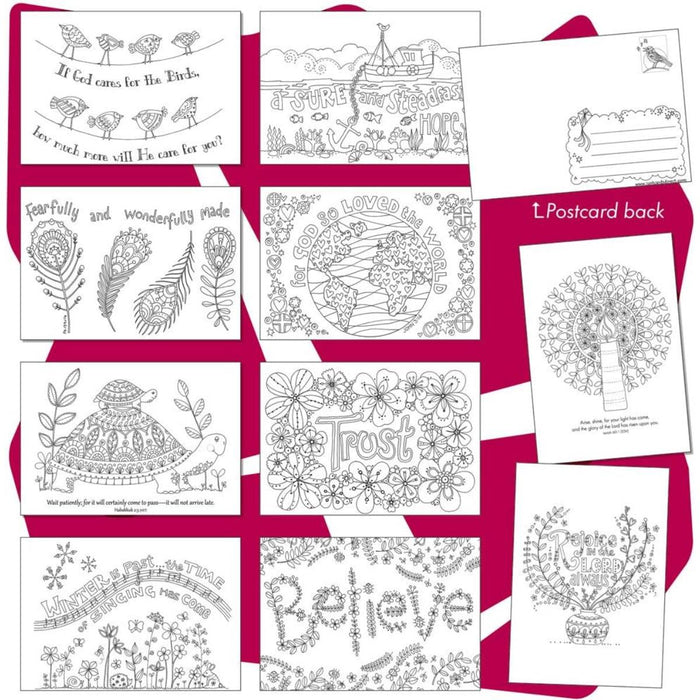 10 Images of Hope: Colouring Postcards With Bible Verses On The Reverse, by Jacqui Grace