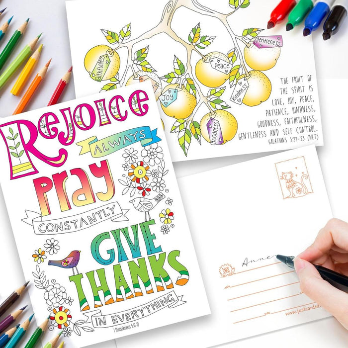 10 Images of Joy: Colouring Postcards With Bible Verses On The Reverse, by Jacqui Grace