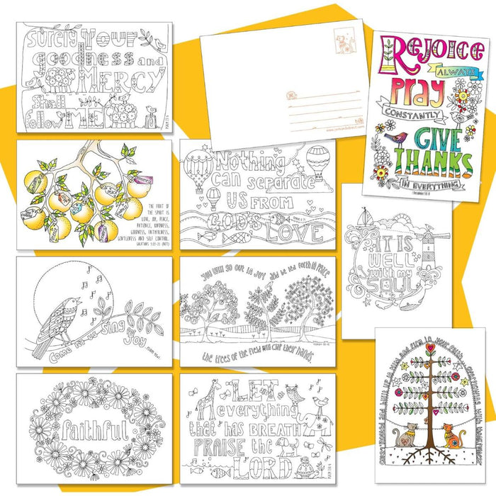 10 Images of Joy: Colouring Postcards With Bible Verses On The Reverse, by Jacqui Grace