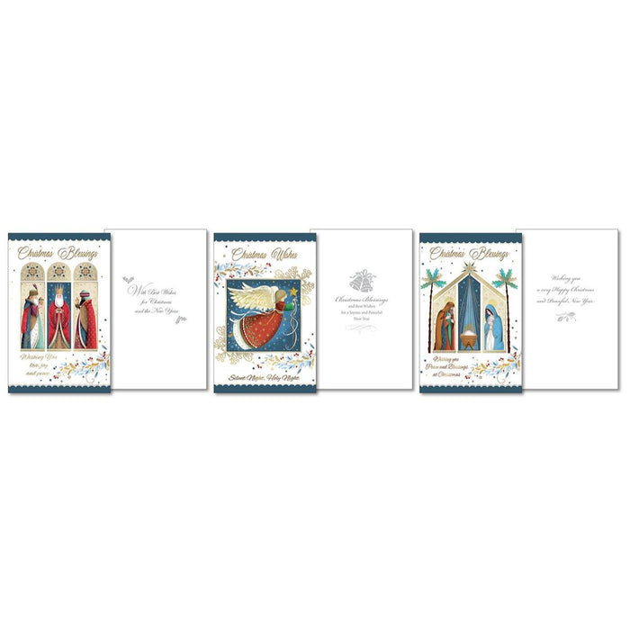 10 Small Christmas Cards, Christmas Blessings and Wishes - 3 Different Designs - Size 13.5cm High
