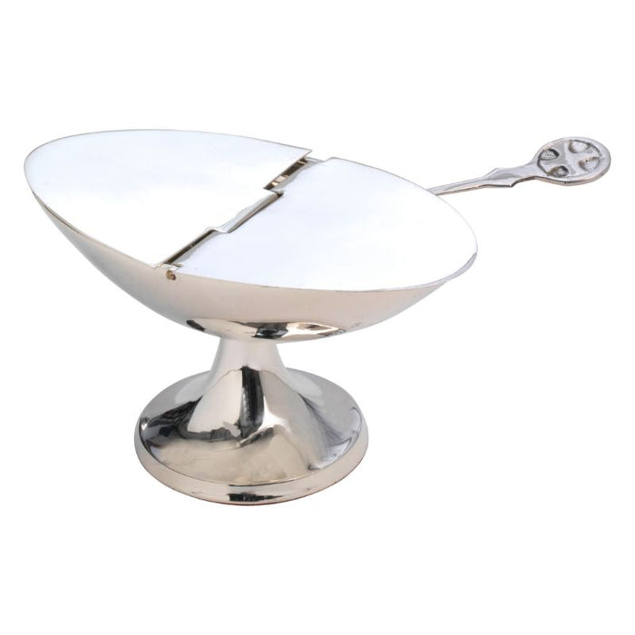 Incense Boat & Spoon, Silver Plated Brass Boat 13cm / 5 Inches In Length