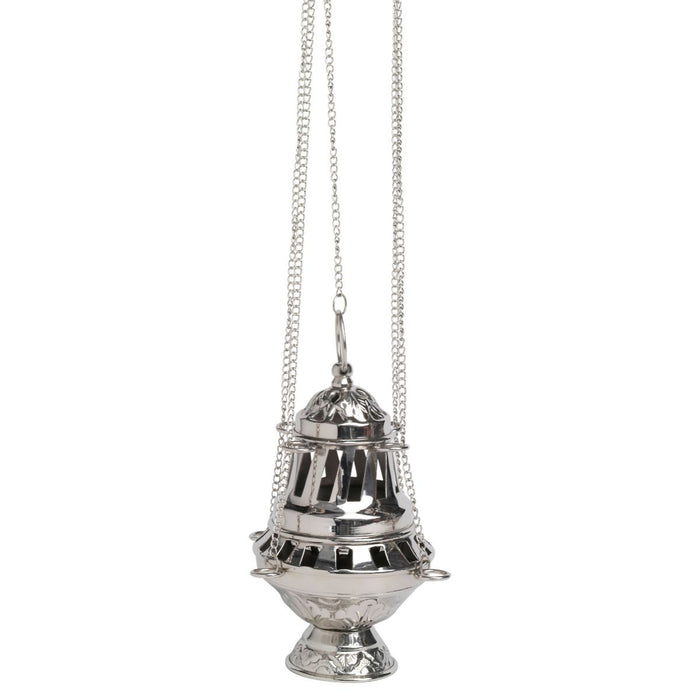 Thurible Nickel Silver Plated Brass, Church Incense Burner 10cm Diameter Small Size