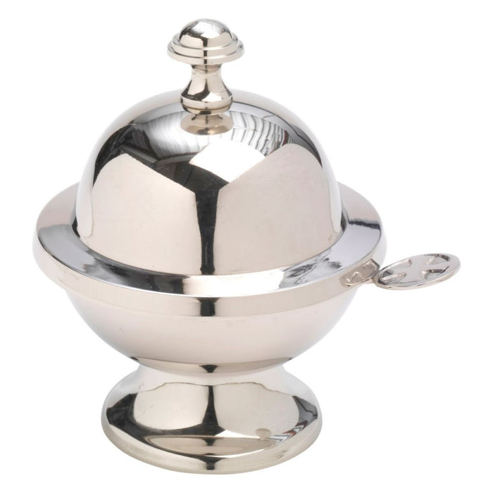 Incense Boat & Spoon, Silver Plated Brass Boat 14cm / 5.5 Inches High Including Knop Finial