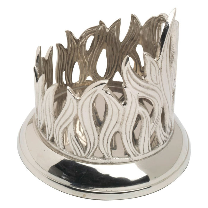 Flame Design Silver Candle Holder, For 3 Inch Diameter Candles or 7-9 Day Sanctuary Glasses