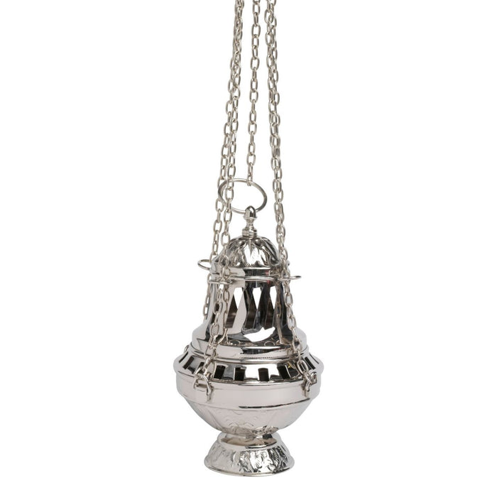 Thurible Nickel Silver Plated Brass, Church Incense Burner 13cm Diameter Standard Size