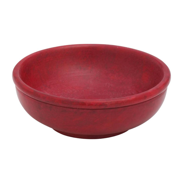 Incense Bowl, Red Coloured Soapstone - Large Size 10cm / 4 Inches Diameter