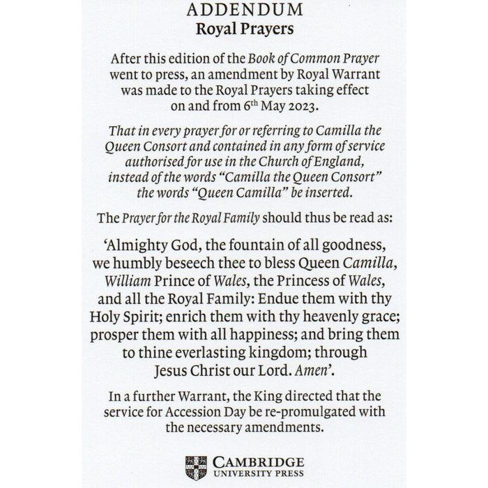 Book of Common Prayer, Updated 2023 Standard Hardback Edition Blue Imitation Leather, by Cambridge University Press