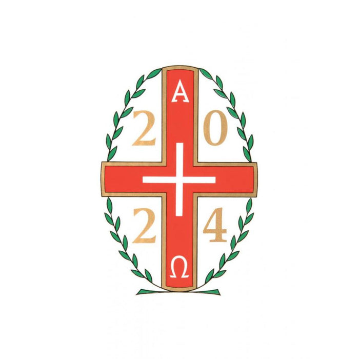 2025 Alpha & Omega With Leaves, Paschal Candle Transfer Suitable For 2 to 3 Inch Diameter Easter Candles IN STOCK