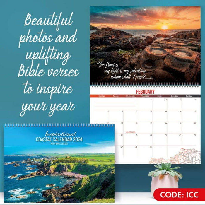 2025 Inspirational Coastal Calendar, With Bible Verses On Every Page, Size A4 When Closed AVAILABLE AUGUST 2024