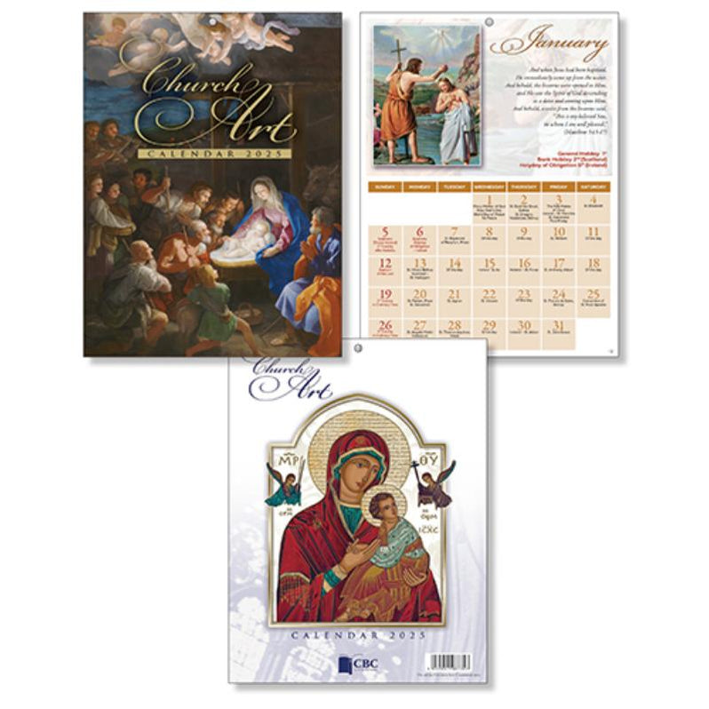 2026 Church Art Calendar, Our Lady of Perpetual Help and Nativity Scene