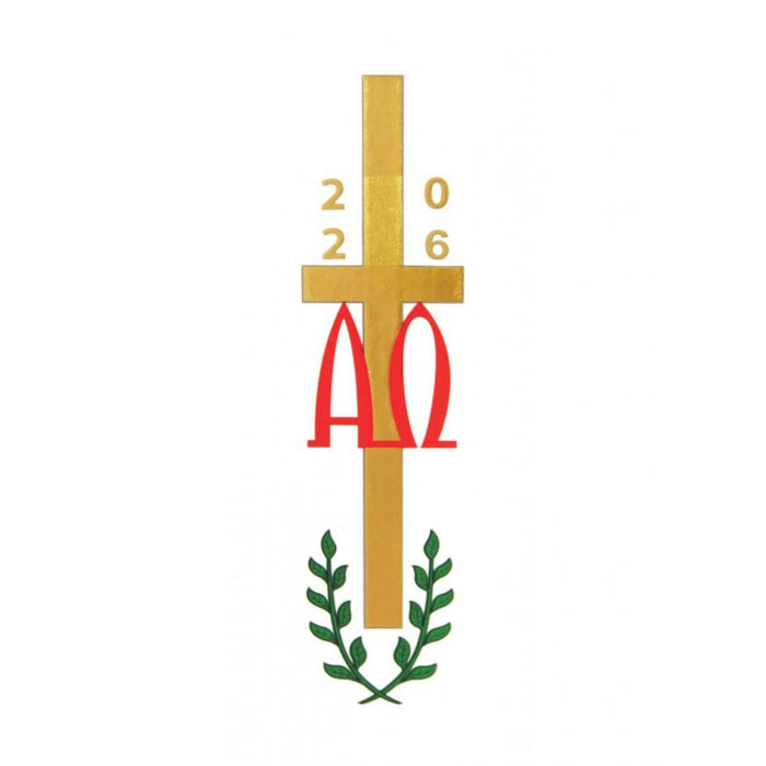 2026 Paschal Candle 3 Inch Dia x 36 Inches High, Plain Or With a Choice of 7 Candle Transfer Designs