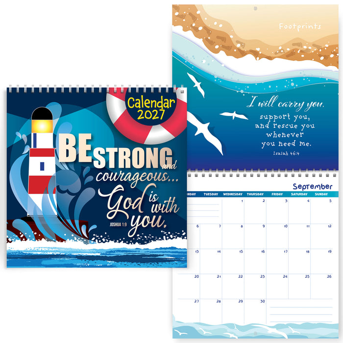 2027 Christian Wall Calendar, Bible Verse On Each Month Page Size 19.5cm Square