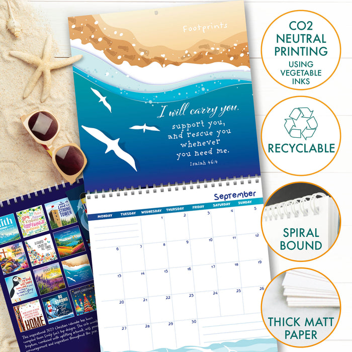 2027 Christian Wall Calendar, Bible Verse On Each Month Page Size 19.5cm Square