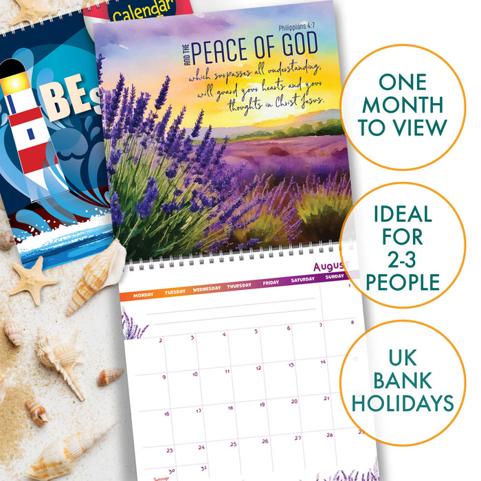 2027 Christian Wall Calendar, Bible Verse On Each Month Page Size 19.5cm Square