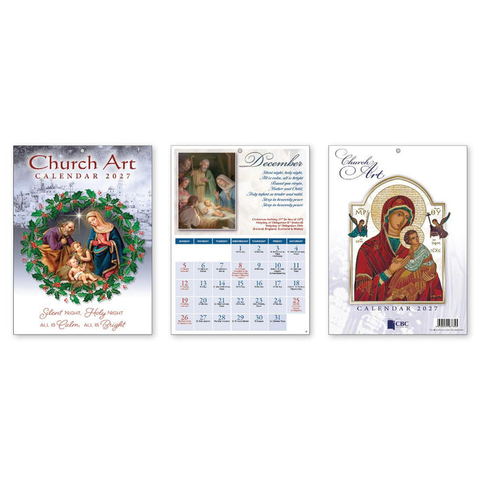 2027 Church Art Calendar, Our Lady of Perpetual Help and Nativity Scene Cover Designs A4 Size, Multi Buy Option Available