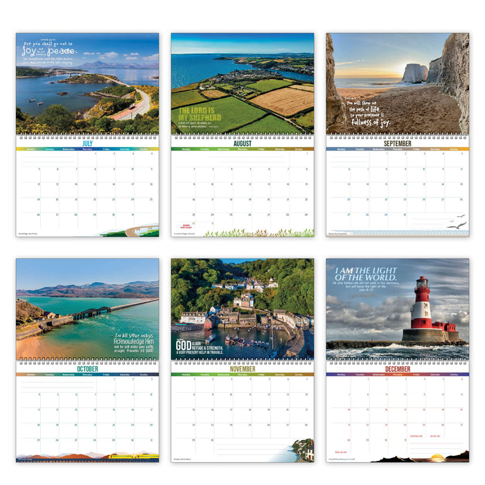 2027 Inspirational Coastal Calendar, With Bible Verses On Every Page, Size A4 When Closed