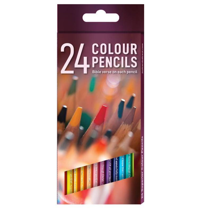 24 Colouring Pencils, Artist Grade Pencils With 4 Assorted Bible Verses