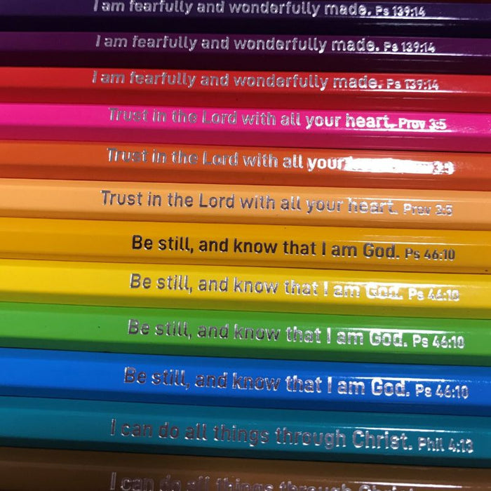 24 Colouring Pencils, Artist Grade Pencils With 4 Assorted Bible Verses