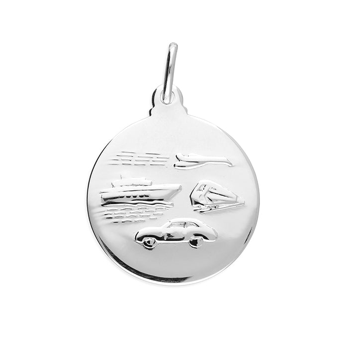 St Christopher Sterling Silver Pendant 20mm Diameter Double Sided