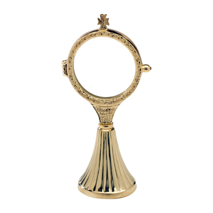 Pyx Lunette Monstrance, Free Standing Pyx Gold Plated Brass 18cm / 7 Inches High
